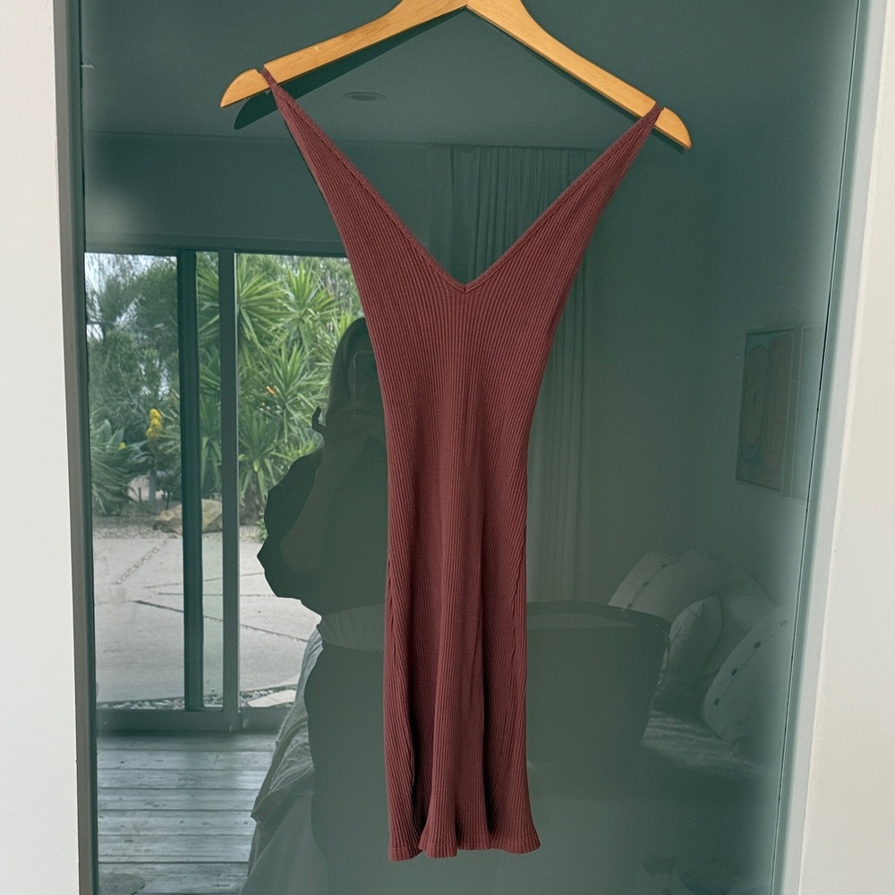 Sleeveless Sexy Ribbed Dress in Burgundy